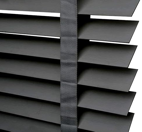 APEX FURNISHINGS Faux Wood Window Venetian Blinds-50mm Slats Charcoal Tape Trimmable Home Office Windows Blind (90cm x 213cm)