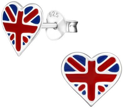 Monkimau England Kinder Ohrringe | 925 Silber | Mädchen Ohrstecker Schmuck | Hypoallergen & Nickelfrei | Kinderohrringe Geschenkidee