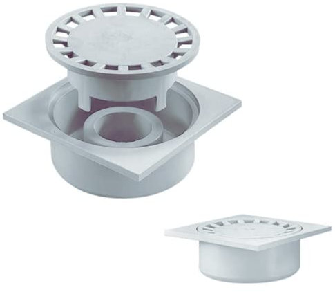 Zeker Siphon de Cour Gris - Siphon de Sol, Bonde de Sol (300 x 300 mm)