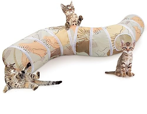 Hedgeink Tunnel pour Chat en S–Tunnels de Jeu avec Jouets, Tunnel Pliable pour Chat d’Intérieur, Lapin, Cochon d’Inde, Furet, Hamster, Chiot, Chaton