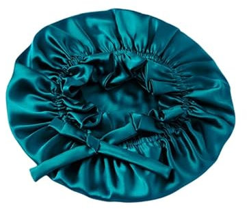 MYAYD 100% Mulberry Silk Bonnet for Women Hair Care, Double-Layer Silk Shower Cap, Sleep Shower Caps Night Sleep Hat for All Hair Lengths Women Curly Natural Hair Head Cover (Blue)