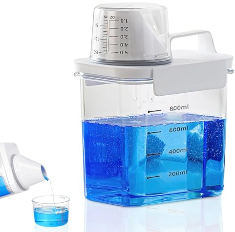 Waschmittel Aufbewahrung, 1100ml Luftdichter Waschmittelspender mit Messbecher, 1 Stück Transparente Waschpulver Aufbewahrungsbox, Multifunktionale Waschmittelbox, waschmittelspender, für Waschmittel
