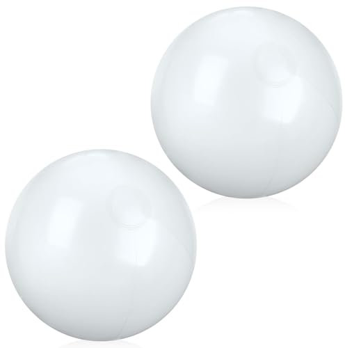 DIELOVEHUA 2 Stück Wasserball Aufblasbar, Weißer Strandball, 24 Zoll Inflatable Beach Ball, Wasserball Kinder, für Outdoor Garten, Sommer Strand und Schwimmbad, Party Favors