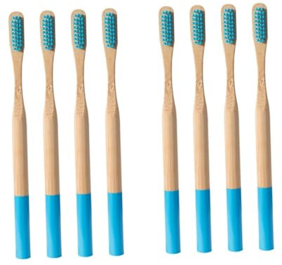 Healeved 2 Sätze Borsten Zahnbürste Wattestäbchen Spender Mit Bechern Zahnpasta Mundhygiene Travel Toothbrush Zeichenkohle Zahnbürsten Aus Holz Erwachsene Zahnbürste Bambus Blue 4 Stück * 2