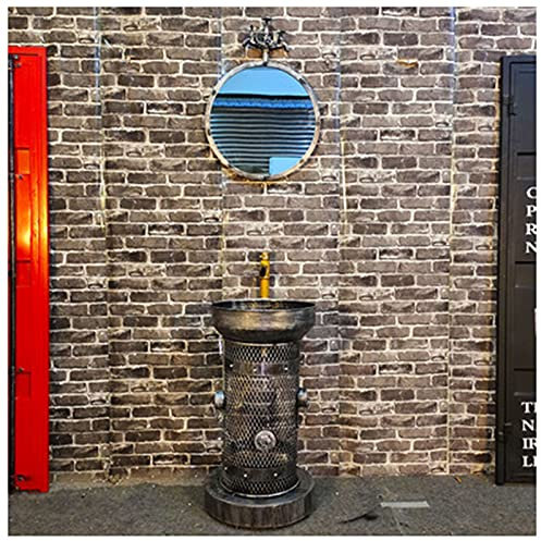 Waschkommode im Industriestil mit Waschbecken, moderner Waschbeckenschrank mit Wasserhahn und Abfluss, freistehender Badezimmerschrank, 45 x 84,8 cm, C: Rotkupfer (B: Silber mit Spiegel)