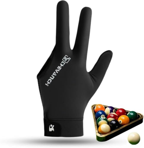 equlup Billardhandschuhe, 3 Finger Poolhandschuhe Professionelle Snookerhandschuhe Bequeme Billardhandschuhe für Poolspieler Leichter Billardhandschuh Für Damen und Herren