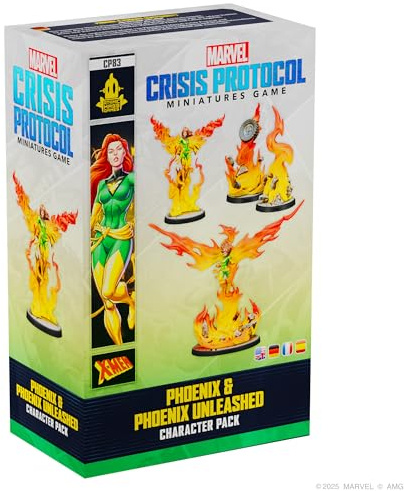 Asmodee, Marvel: Crisis Protocol – Phoenix & Phoenix Unleashed, Tabletop | Character Pack, Tactical miniatures game for 2 players, 90-120 minutes, strategy game for ages 14+, multilingual