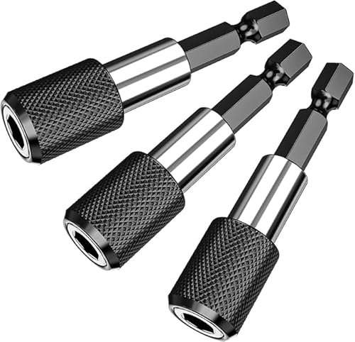 Lot de 3 Porte-Embouts Magnétiques à Changement Rapide 60 mm 1/4, Compatibles Perceuse et Tournevis, Tige Hexagonale, Pour Embouts Standard, Utilisation avec Visseuse Sans Fil