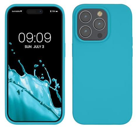 kwmobile Handyhülle für iPhone 14 Pro Hülle, für iPhone 14 Pro Case - Hülle Silikon - kabelloses Laden - Cool Glacier