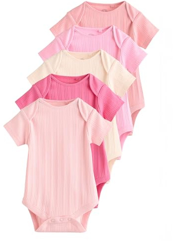 NEXT Baby Mädchen Standard Gerippte Kurzarm-Bodys 100% Baumwolle, 5 Stk.