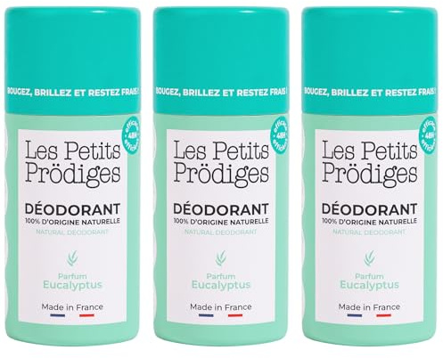LES PETITS PRODIGES Déodorant Eucalyptus – Efficacité 48H – Peau sensible -100% naturel - Tout Type de Peau - Sans Alcool Conservateur Aluminium Parabène - Fabriqué en France - Vegan - LOT DE 3x40g