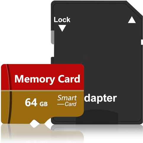 Scheda di Memoria 64GB, Scheda SD Alta Velocità Memory Card SD con Adattatore per Smartphone, Camera, Tablet, Drone, Smart TV
