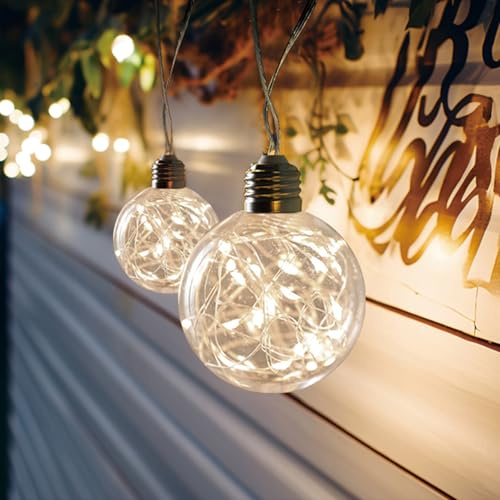 HOMECHOOSE Weihnachten LED Globe Lichterkette - 9 große Retro Glühbirnen, Warmweiß 2700K, anschließbar & energiesparend für Innendekoration