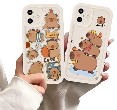 Stradvnaly 2 Stück Cute Anime Handyhülle für iPhone 17 Hülle 6,3, Niedlich Karikatur Tier Capybara Aesthetic Muster Design mit Weiche Stoßfest TPU Silikon Schutzhülle Dünn Mädchen Bumper Case, Cute