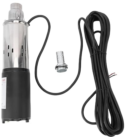 Mavaol 12 V Tiefbrunnenpumpe, 30 m Hub, NPT, 3/4 Zoll, 1 Zoll Ausgang, Edelstahl-Tauchwasserpumpe mit 7 m Stromkabel