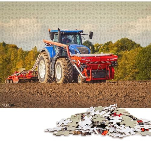 500-teiliges Puzzle für Erwachsene, New Holland Traktor auf dem Feld, Holzpuzzle für Kinder, Familienspielzeug, 500 Teile (52 x 38 cm)