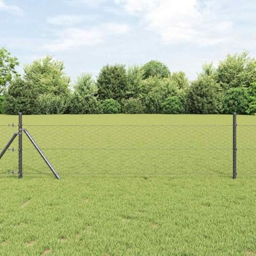 Hexagonzaun Grau 0,6 x 25 m Stahl, halbtransparentes Outdoor-Zaunnetz, witterungsbeständiger Gartenzaun, langlebiges Metallgitter für Garten und Terrasse