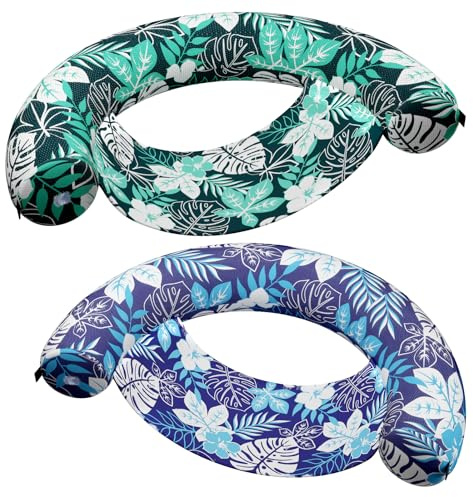 WERNNSAI 2 Pack Swimming Pool Floats for Adults, Large Inflatable Noodle Chairs with Soft Fabric Sling, Floating Pool Loungers for Pool Parties and Summer Water Fun