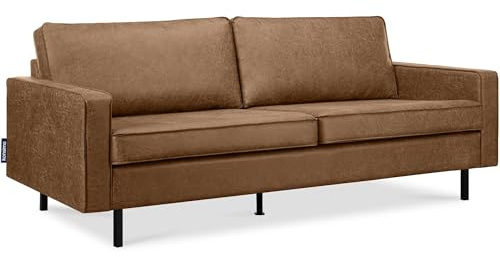 konsimo INVIA Sofa 2-3 Sitzer, Strukturstoff Pet Friendly, Wohnzimmer Couch Modern, Loft Sofa mit Metallfüßen, Schaumstoffpolsterung (braun, 209x87x98)