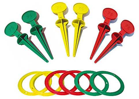 Ringwurfspiel mit 6 Pfeilern und 6 Ringen