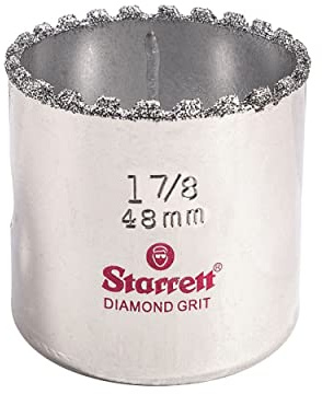 Starrett Diamond Grit Hole Saw - Ideal for Drilling Small Diameter Holes - 1-7/8 Diameter, 1-5/8 Cutting Depth, 5/8-18 Thread Size, XA2 or XA10 Arbor Type, Silver - KD0178-N