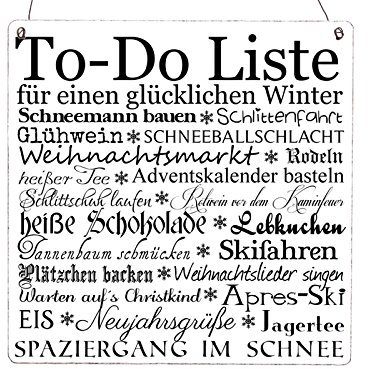 Interluxe XL Shabby Vintage Schild Türschild to DO Liste Winter Holz Landhaus Impression Weihnachten Dekoration