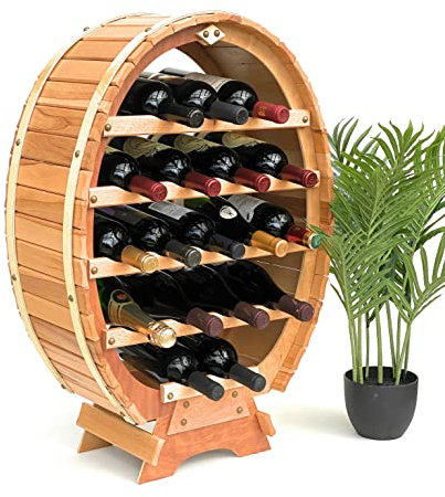 DanDiBo Scaffale Vini Botte-Vino per 18 Bottiglie verniciatura Naturale Botte Supporto Bottiglie Porta Bottiglie