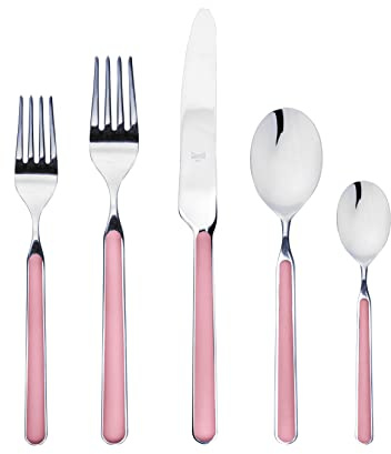 Mepra Fantasia 20 Pcs Flatware Set – Pink Finish Handles Dishwasher Safe Cutlery