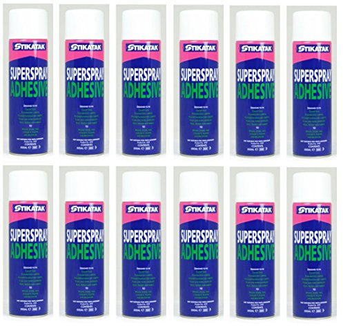 12 x Cans Of Stikatak All Purpose Superspray Adhesive Spray Glue - 500ml Each