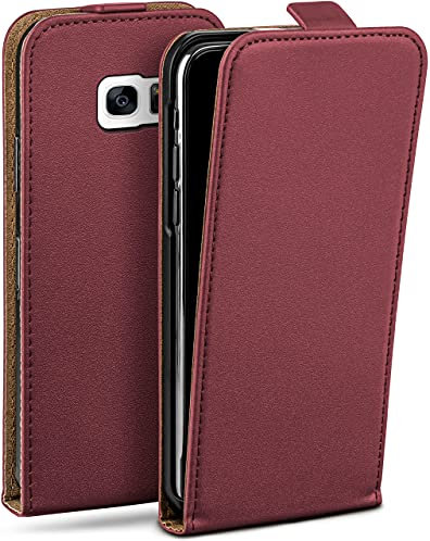 moex Flip Case für Samsung Galaxy S7 Edge Hülle klappbar mit 360 Grad Schutz, Handyhülle mit Displayschutz, PU Leder Handytasche Lederhülle, Flip Case Cover Klapphülle, Weinrot
