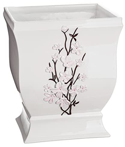 Creative Scents Weißer Badezimmer-Mülleimer, dekorativer Abfalleimer für Badezimmer – Kunstharz-Papierkörbe Design – platzsparender Badabfalleimer (Vanda-Stil)