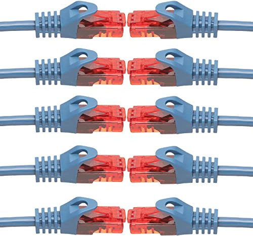 BIGtec - 10 Stück - 15m Gigabit Netzwerkkabel Patchkabel Ethernet LAN DSL Patch Kabel blau (2x RJ-45 Anschluß, CAT.5e, kompatibel zu CAT.6 CAT.6a CAT.7) 15 Meter