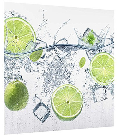 Bilderwelten Glass Splashback - Refreshing Lime - Square 1:1, Backsplash Cooker Splashback Protector Panel Decorative Splashback Panel, Dimension HxW: 59cm x 60cm
