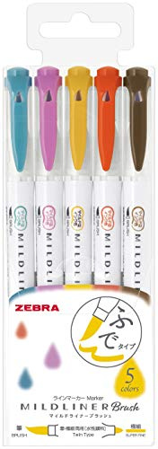 Zebra WFT8-5C-RC Textmarker/Mildliner-Pinsel, 5 Farben