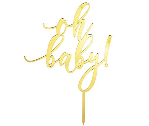 Oblique Unique® Torten Kuchen Topper oh baby! Aufsatz für Baby Shower Party Deko Muffin Cupcake Dekoration Gold Silber - Farbe wählbar (Gold)