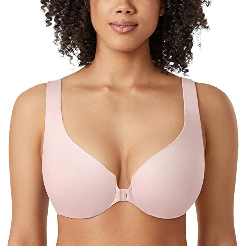 DELIMIRA Femme Soutien-Gorge Ouvert Devant Fermeture Devant Armatures Rose Nue 100D