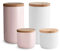 SPRINGLANE Keramik Vorratsdosen 4-tlg. Set mit Holzdeckel Sweet Scandi, er Kautschukholz-Deckel, Aufbewahrungsdosen, Frischhaltedosen