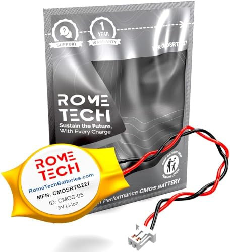 Rome Tech CMOS BIOS Akku für Dell Latitude D510, D610, D620, D630, D810, D820, D830-3V Laptop Backup RTC CR2032 mit 2-Draht-Kabel (1 Stück)