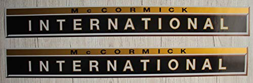 2x IHC MC CORMICK Aufkleber INTERNATIONAL Gold Traktor Emblem Sticker Label Set