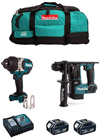 MAKITA Kit MK215 (Clé à Chocs DTW1002 + Perforateur DHR171 + 2 Batteries de 5,0 Ah + Chargeur + LXT600)