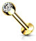 beyoutifulthings Lippen-Piercing Zirkonia 3-mm Gold Clear Piercing-s Lippe Stecker Chirurgenstahl Schraub-Verschluss Stab 6-mm lang 1,2-mm dick