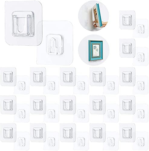 LATRAT 20 Paar Doppelseitige Wandhaken selbstklebend, Beidseitig Klebende Wand Haken, Wasserdichte Haken, Handtuchhaken für Küche, Bad, Wand und Decke, Vorhänge