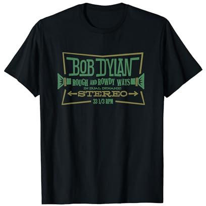 Bob Dylan - Herren T-Shirt, Schwarz, S, Kurzarm, Klassische Passform, Crew-Ausschnitt, 100% Baumwolle, Einfarbig, Musik, Klassisch, Imported