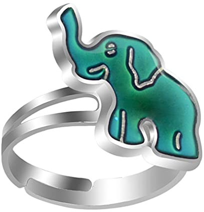 Holibanna Farbe Ändern Finger Ring Elefant Offenen Ring Stimmung Emotion Ring Kreative Ring für Kinder Erwachsene Mode Schmuck