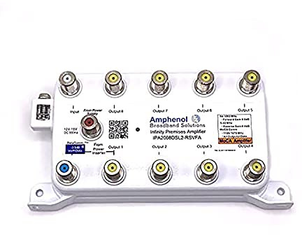 TV Antenna Amplifier Signal Booster | Amphenol MOCA Coax Amplifier IPA1008DSL-RSVFA |