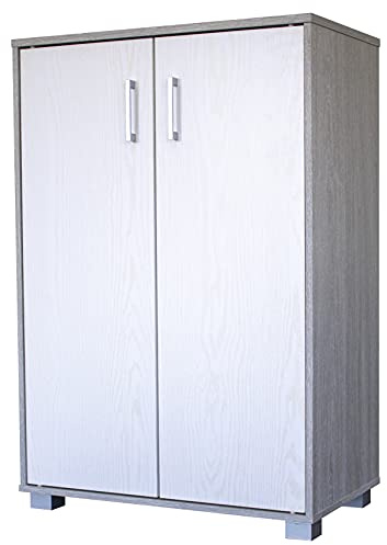 Scarpiera Mobile Multiuso con 2 Ante e 4 Ripiani Regolabili – Armadietto Salvaspazio Moderno con Piedini Rialzati – 60x36x90 cm – Per Ingresso, Bagno, Camera