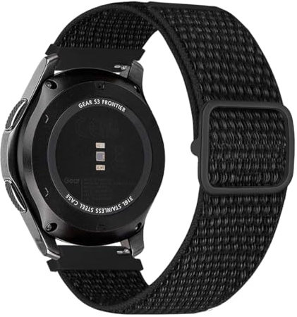 MroTech 22mm Nylon Armband Kompatibel mit Samsung Galaxy Watch 3 45mm/Galaxy Watch 46mm/Gear S3 Frontier/Classic Ersatzarmband Schnellverschluss Sport Geflochten Uhrenarmband für Damen Herren-Schwarz