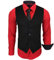 Baxboy Herren Hemd mit Weste Krawatte Anzugs Sakko Business Hochzeit Freizeit Hemden Frack Herrenweste Set wählbar B-44-HWKR, Farbe:Rot, Größe:3XL