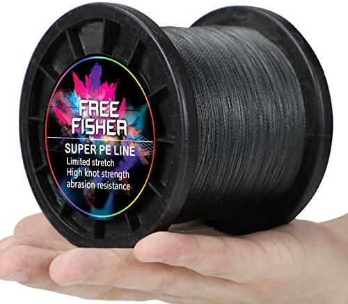 SXSHUN Geflochtene Angelschnur verschleißfest 4 Stränge Salzwasser Süßwasser Angelsehne für Forelle Monofile Angel Schnur Aal Karpfen Fishing Line 1000M, Schwarz, 60LB