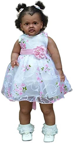 YIHANGG 70CM Stehende Kleinkind-Mädchen-Puppe 28 Zoll Afroamerikaner Enorm Reborn Babypuppe In Dunkelbrauner Haut Realistisch Kunstsammlerpuppe Für Erwachsene Kinder Geschenke